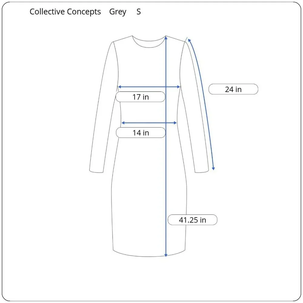 New Collective Concepts Women's Size S Grey Knot Front Brushed‎ Knit Midi Dress